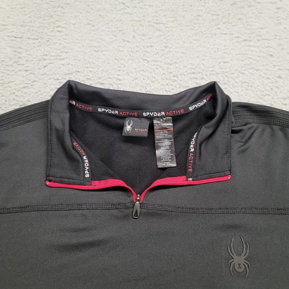 Spyder Active Jacket Mens XL Black Pullover 1/4 Zip Spellout Logo Outdoors ProWB - Picture 2 of 11